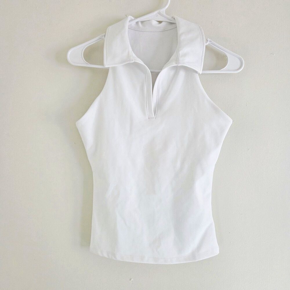 GapFit Womens White Sleeveless Collared Polo Tank Compression Moisture XS